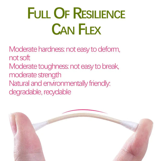 🌿 Нов стил Бамбукови памучни тампони с двойна глава, подходящи за грим, нос, уши