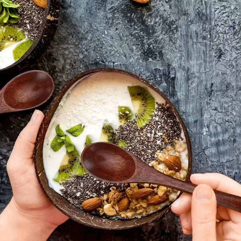 🥥 Купички на едро от естествени кокосови орехи за сервиране на ястия, салата, овесена каша, кисело мляко