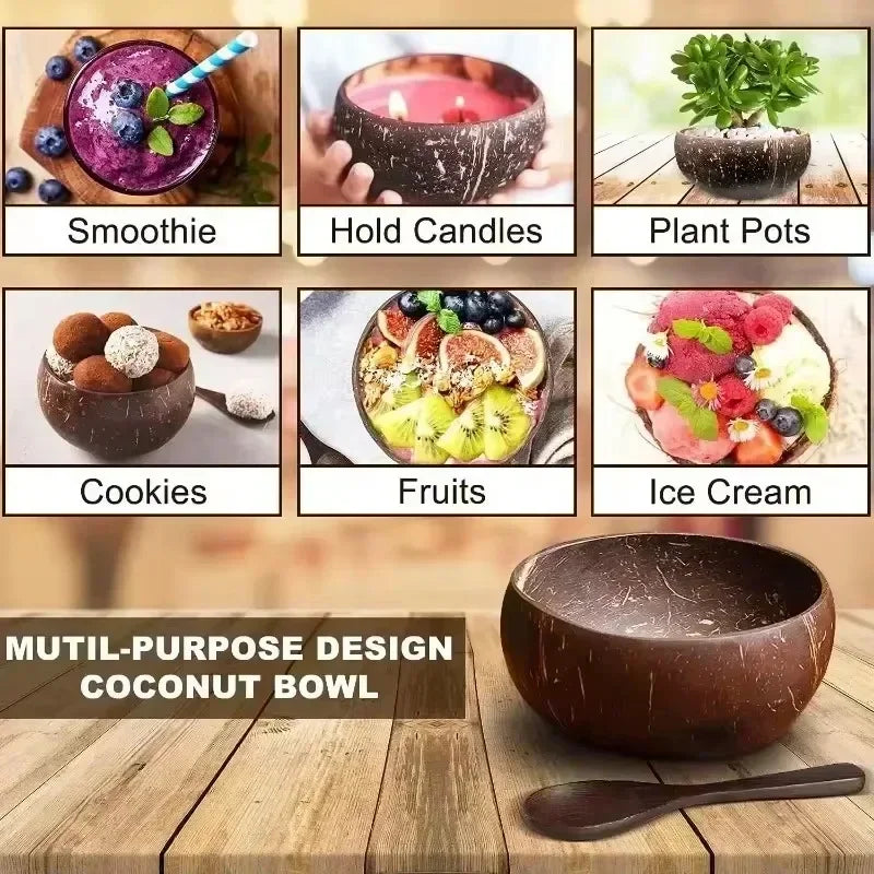 🥥 Купички на едро от естествени кокосови орехи за сервиране на ястия, салата, овесена каша, кисело мляко